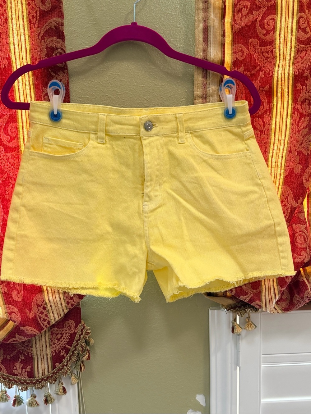 Peach Love California Bright Yellow Denim Cutoff Shorts